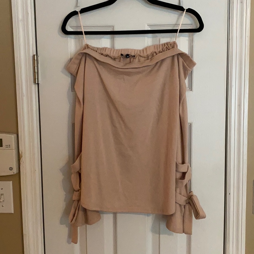 1 State Mauve Off the Shoulder Long Sleeve Top Med